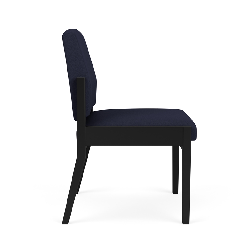 Amherst Steel Reception Waiting Armless Guest Chair / Black Steel / Navy Blue