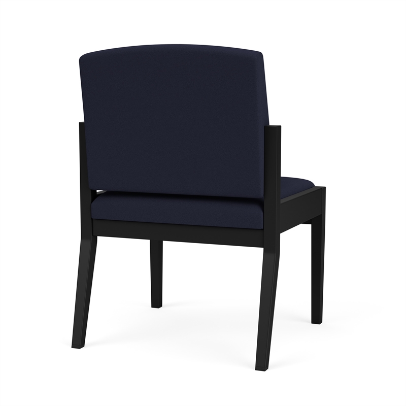 Amherst Steel Reception Waiting Armless Guest Chair / Black Steel / Navy Blue