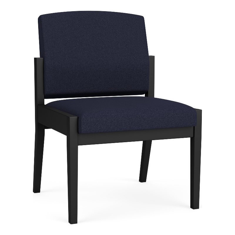 Amherst Steel Reception Waiting Armless Guest Chair / Black Steel / Navy Blue