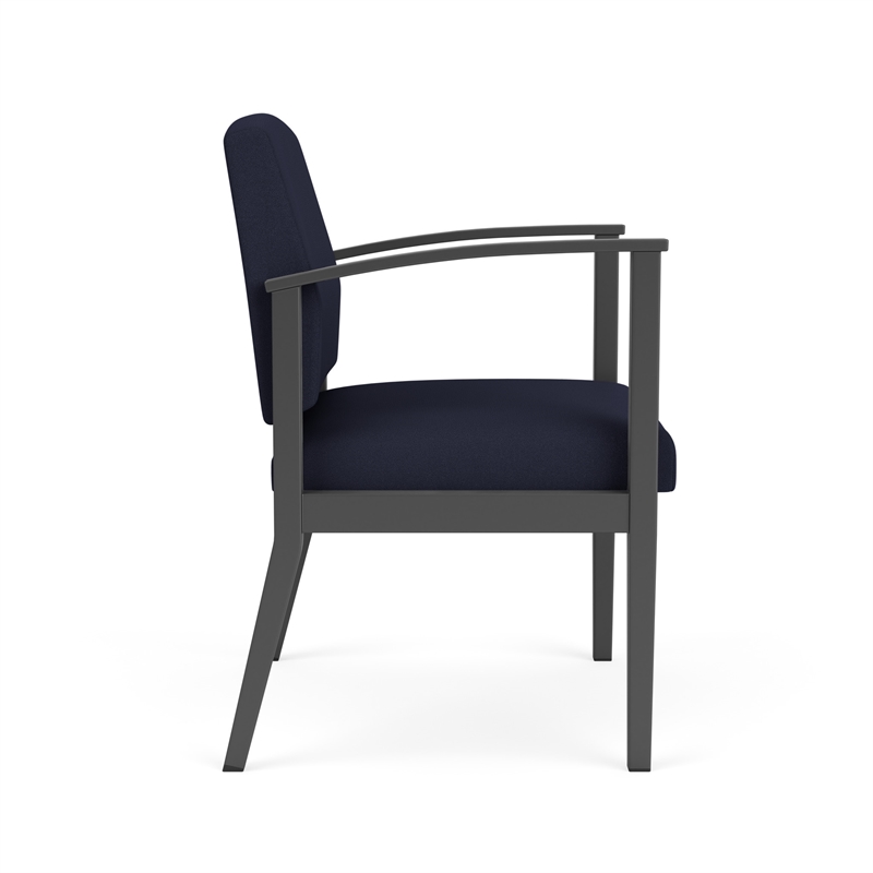 Amherst Steel Reception Oversize Guest Chair / Charcoal Steel / Navy Blue
