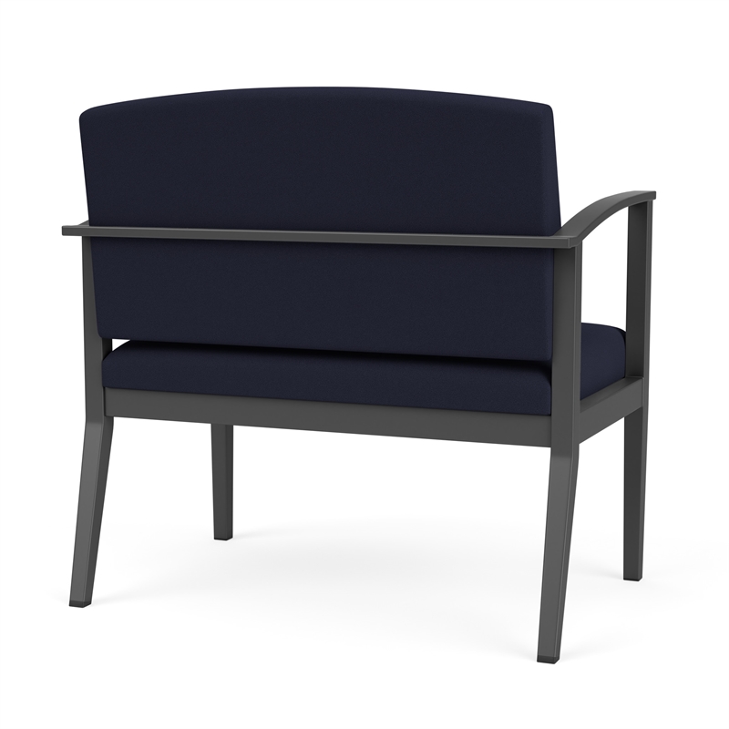 Amherst Steel Reception Waiting Bariatric Chair / Charcoal Steel / Navy Blue