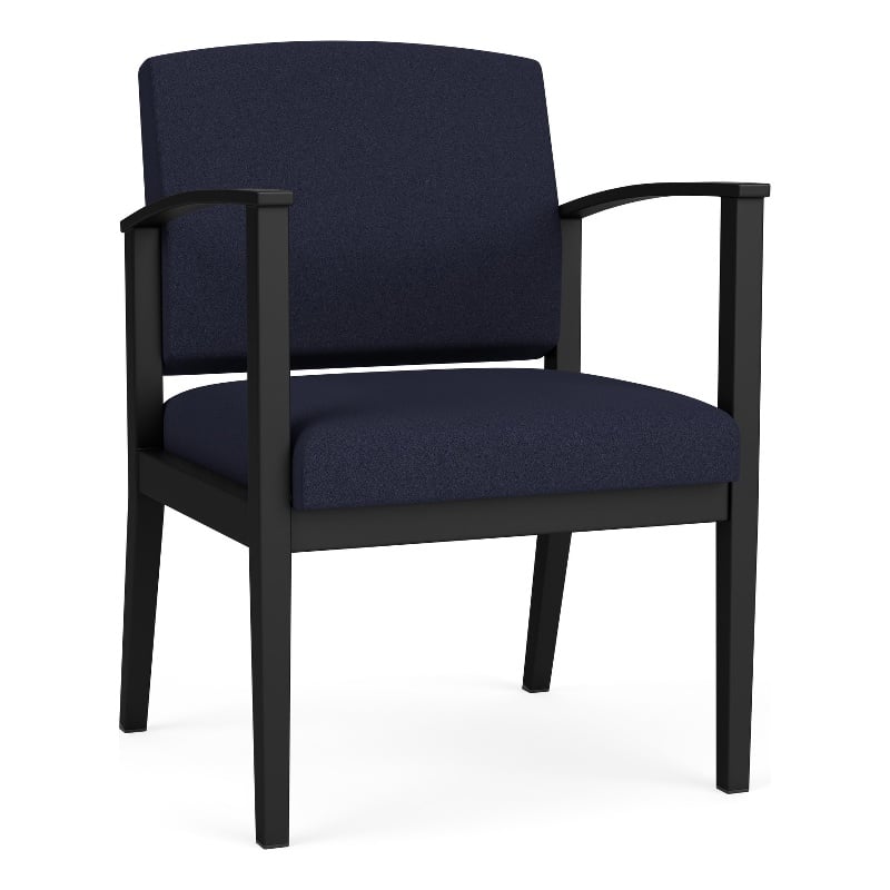 Amherst Steel Reception Waiting Room Guest Chair / Black Steel / Navy Blue