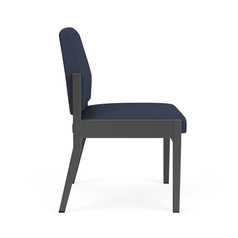 Amherst Steel Reception Waiting Armless Guest Chair / Charcoal Steel / Blue