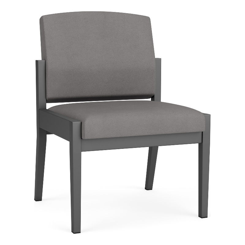 Amherst Steel Reception Armless Guest Chair / Charcoal Steel / Light Gray