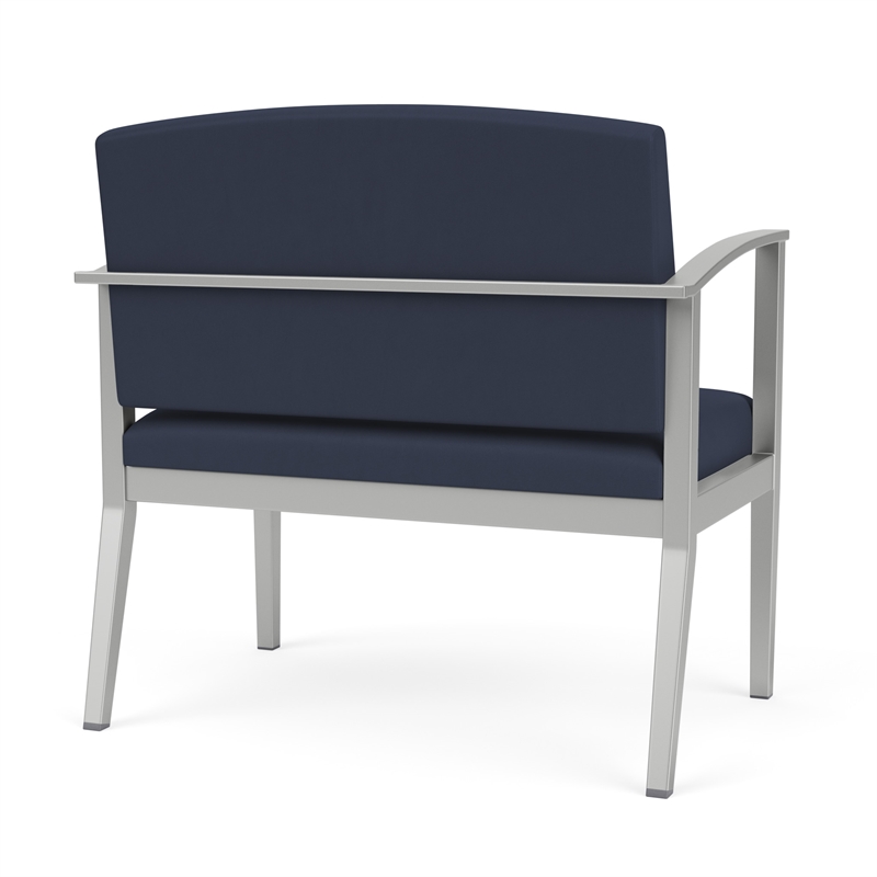 Amherst Steel Reception Waiting Room Bariatric Chair / Silver Steel / Blue