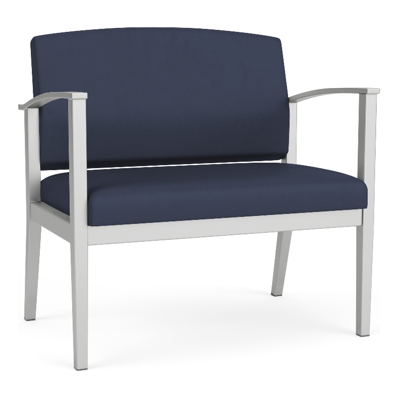 Amherst Steel Reception Waiting Room Bariatric Chair / Silver Steel / Blue