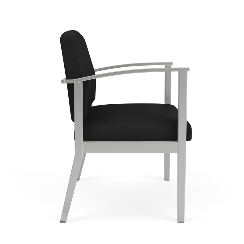 Amherst Steel Reception Waiting Bariatric Chair / Silver Steel / Black