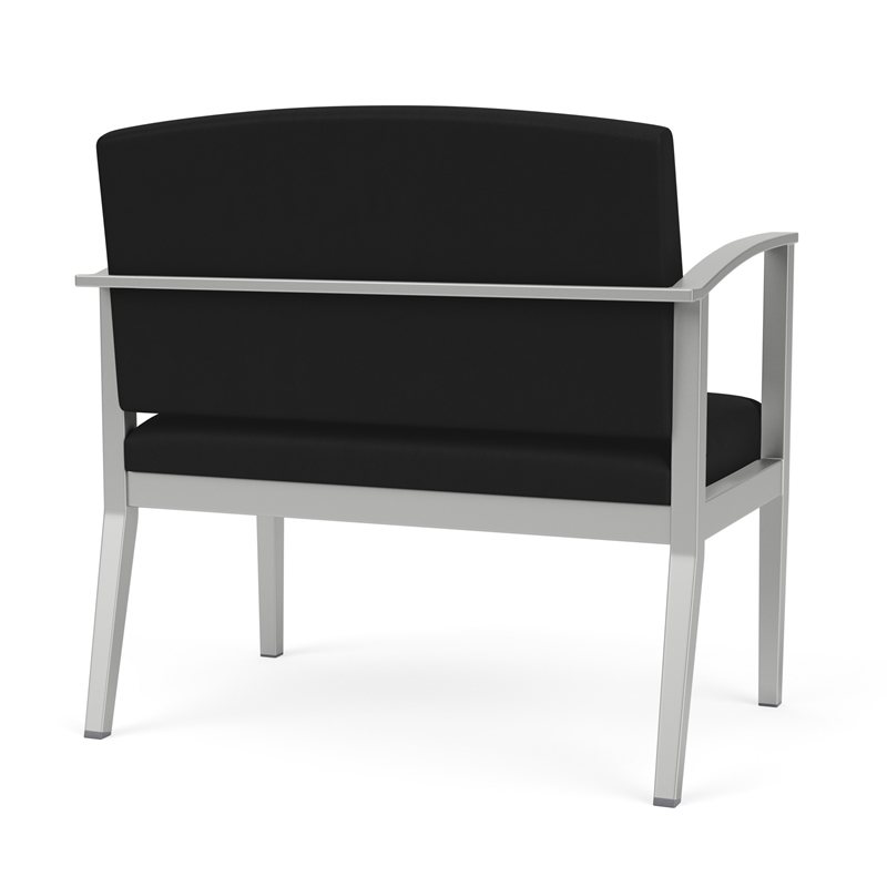 Amherst Steel Reception Waiting Bariatric Chair / Silver Steel / Black