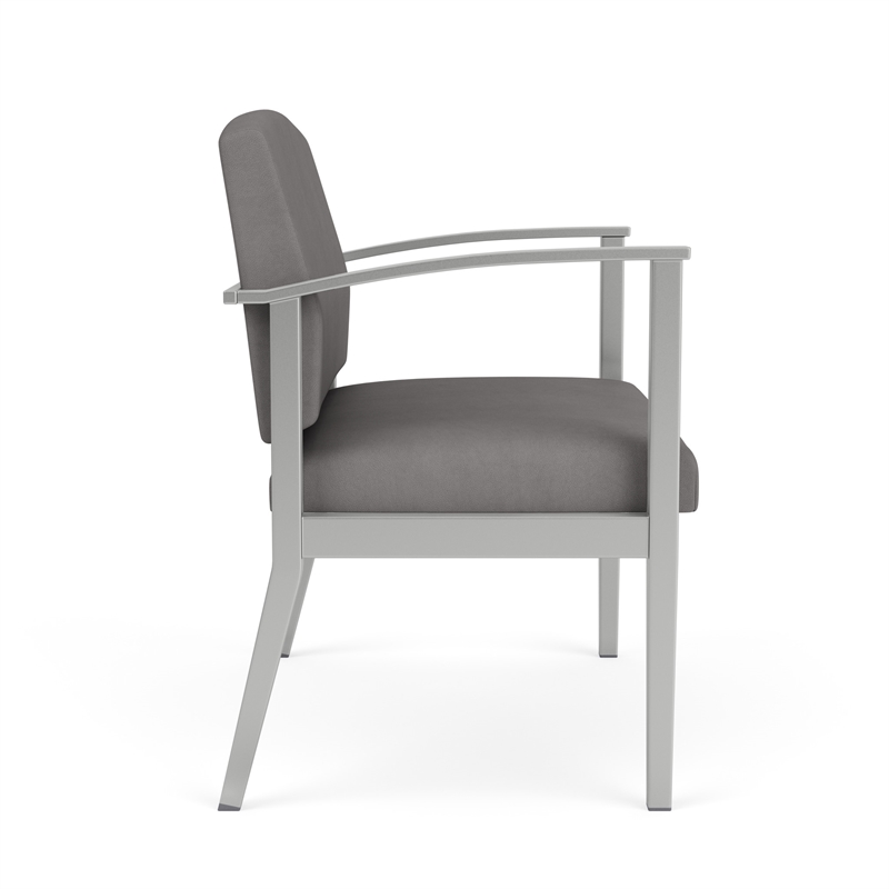 Amherst Steel Reception Waiting Bariatric Chair / Silver Steel / Light Gray