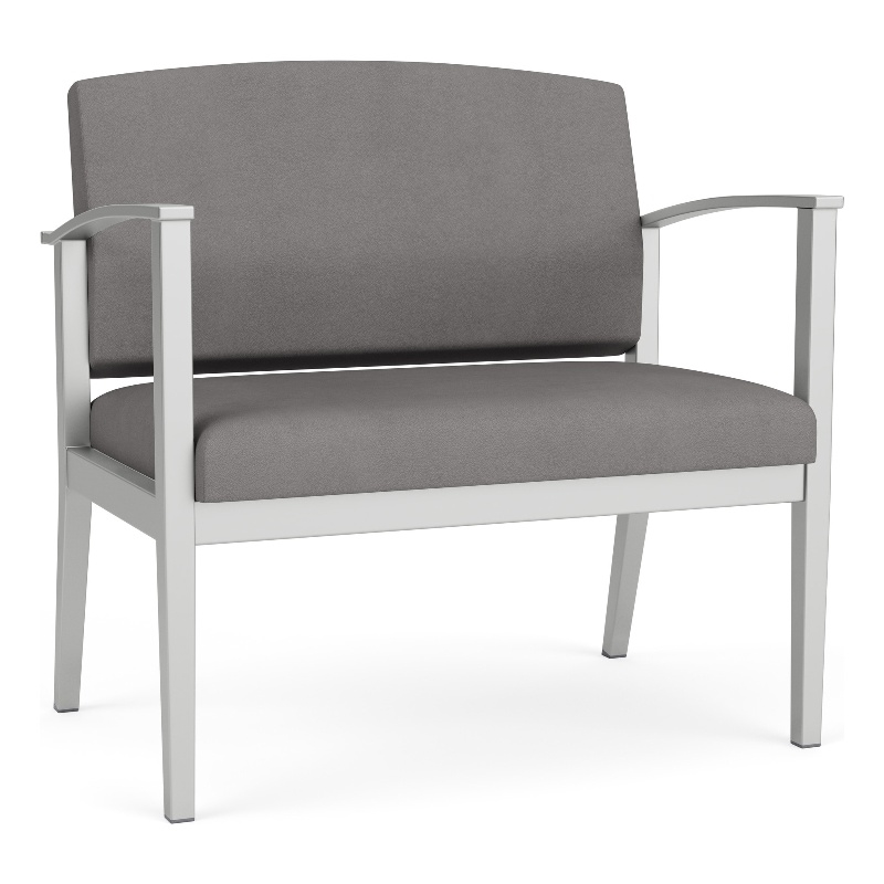 Amherst Steel Reception Waiting Bariatric Chair / Silver Steel / Light Gray