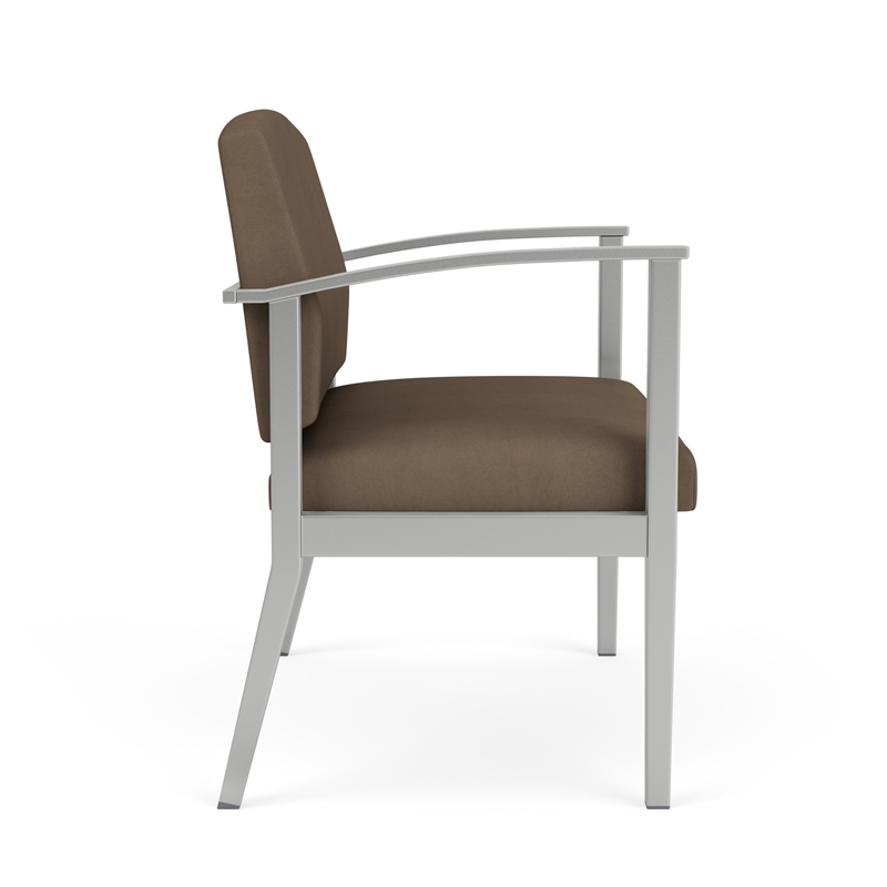 Amherst Steel Reception Waiting Bariatric Chair / Silver Steel / Brown