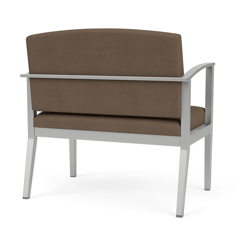 Amherst Steel Reception Waiting Bariatric Chair / Silver Steel / Brown