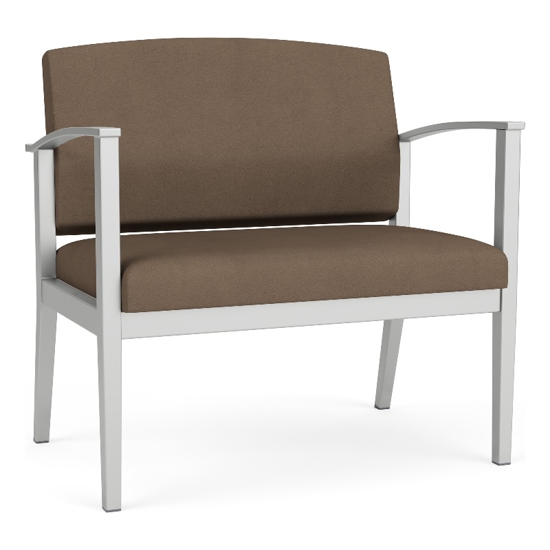 Amherst Steel Reception Waiting Bariatric Chair / Silver Steel / Brown
