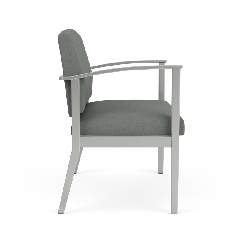 Amherst Steel Reception Waiting Bariatric Chair / Silver Steel / Light Gray