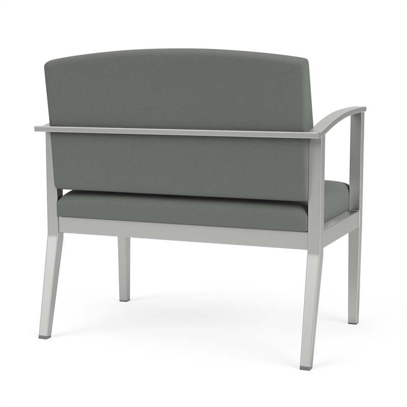 Amherst Steel Reception Waiting Bariatric Chair / Silver Steel / Light Gray