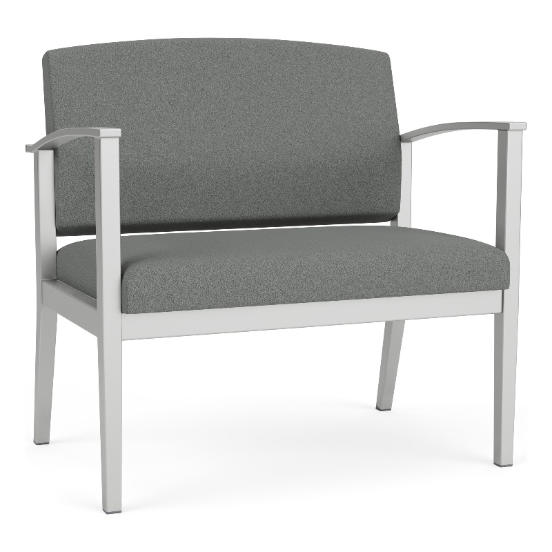 Amherst Steel Reception Waiting Bariatric Chair / Silver Steel / Light Gray