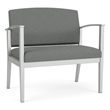 Amherst Steel Reception Waiting Bariatric Chair / Silver Steel / Light Gray