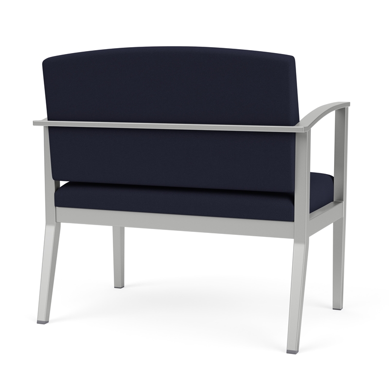 Amherst Steel Reception Waiting Bariatric Chair / Silver Steel / Navy Blue