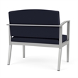 Amherst Steel Reception Waiting Bariatric Chair / Silver Steel / Navy Blue