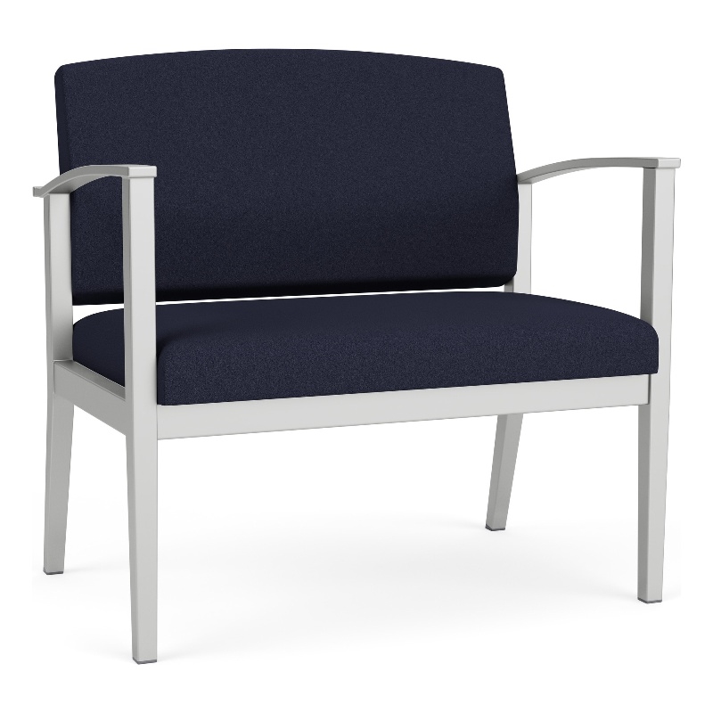Amherst Steel Reception Waiting Bariatric Chair / Silver Steel / Navy Blue