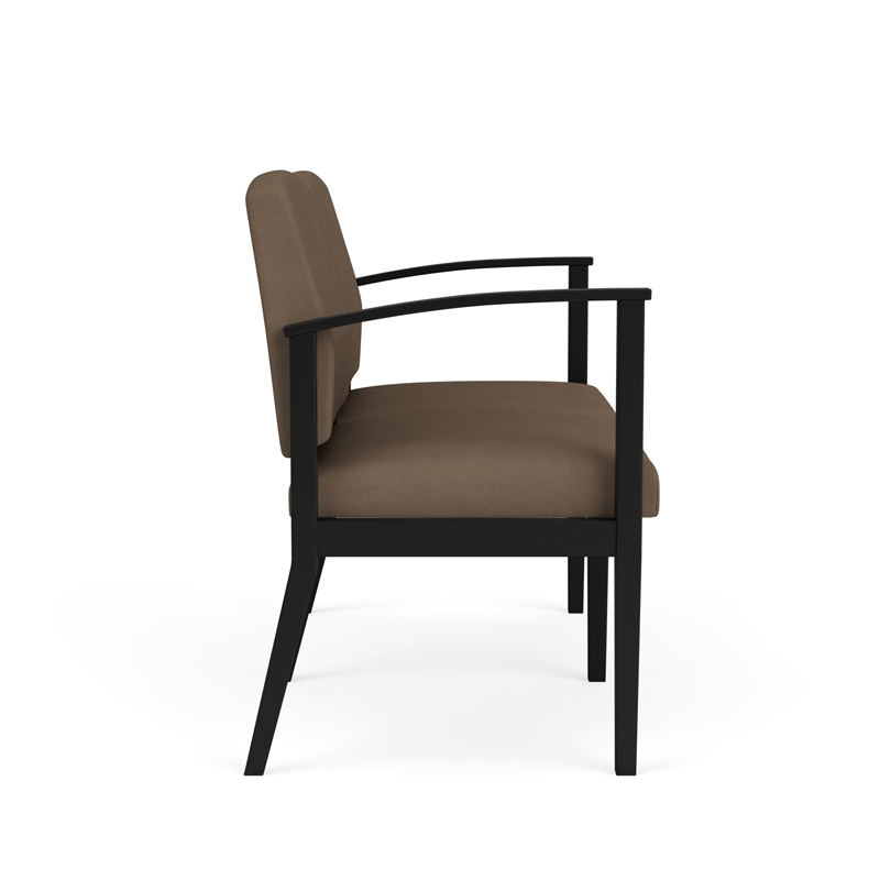 Amherst Steel Reception Waiting Room 2-Seat Chair / Black Steel / Brown