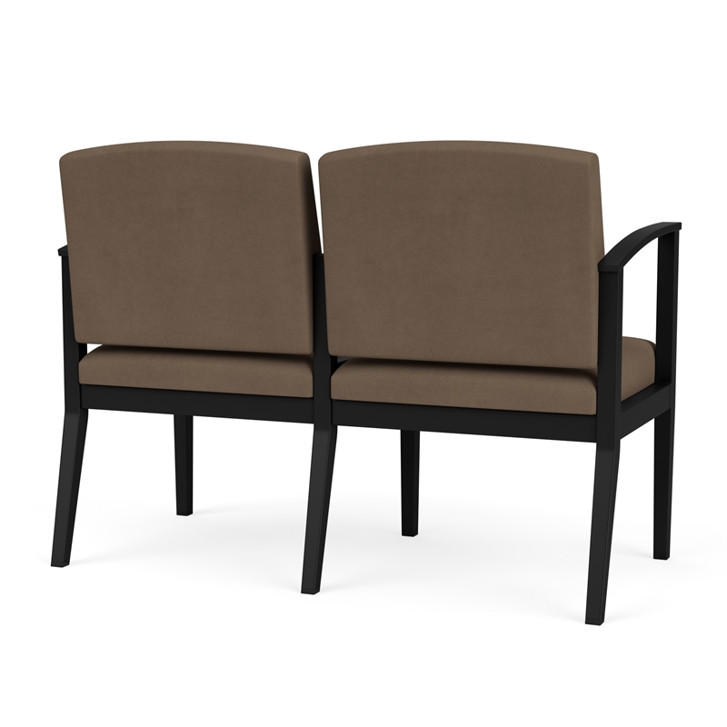 Amherst Steel Reception Waiting Room 2-Seat Chair / Black Steel / Brown