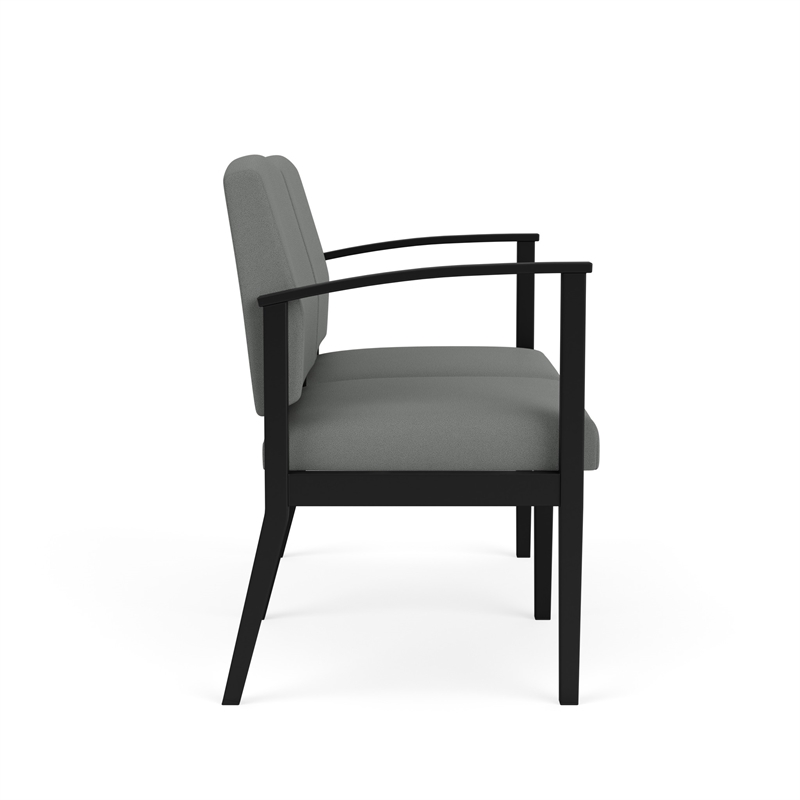 Amherst Steel Reception Waiting 2-Seat Chair / Black Steel / Light Gray