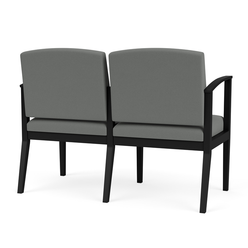Amherst Steel Reception Waiting 2-Seat Chair / Black Steel / Light Gray