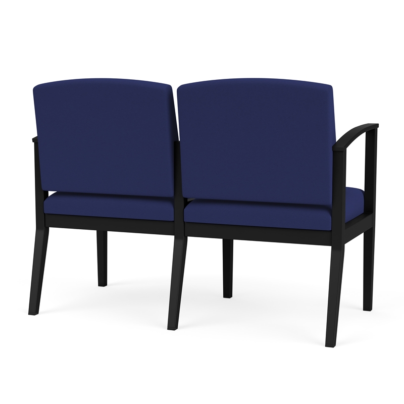 Amherst Steel Reception Waiting Room 2-Seat Chair / Black Steel / Blue