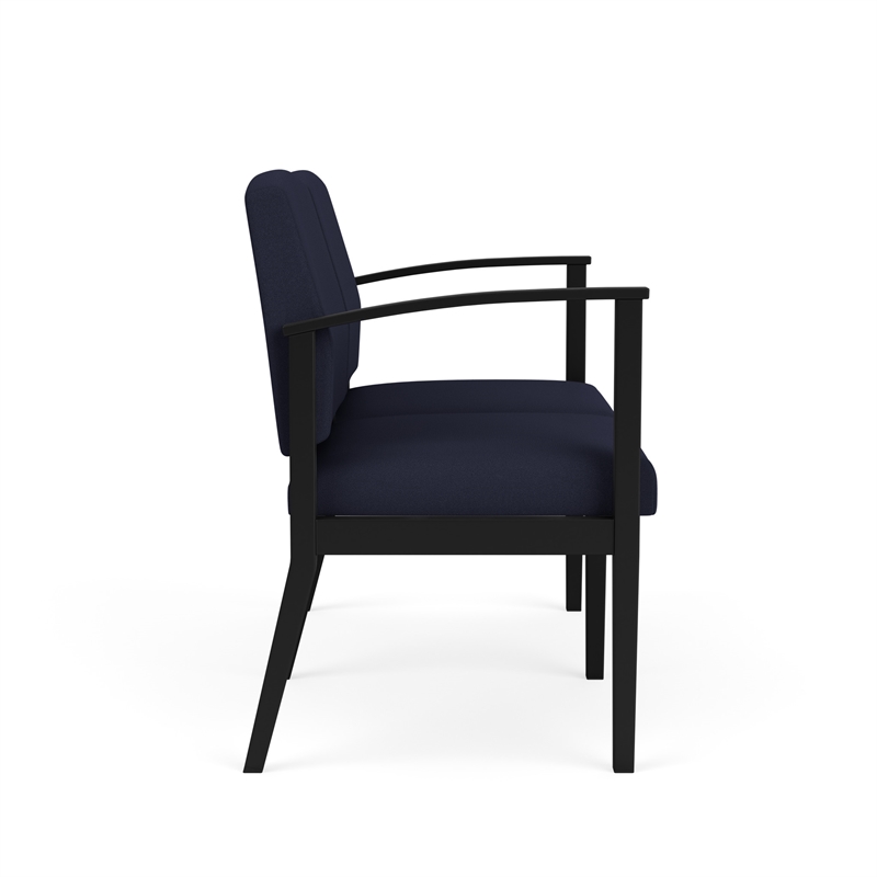 Amherst Steel Reception Waiting 2-Seat Chair / Black Steel / Navy Blue