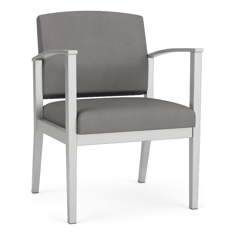 Amherst Steel Reception Waiting Guest Chair / Silver Steel / Light Gray