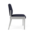 Amherst Steel Reception Waiting Armless Guest Chair / Silver Steel / Navy Blue