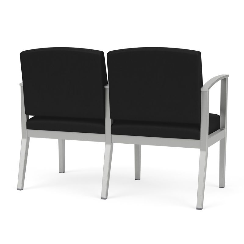 Amherst Steel Reception Waiting 2 Seat Tandem Seating / Silver Steel / Black