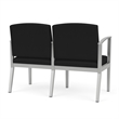 Amherst Steel Reception Waiting 2 Seat Tandem Seating / Silver Steel / Black