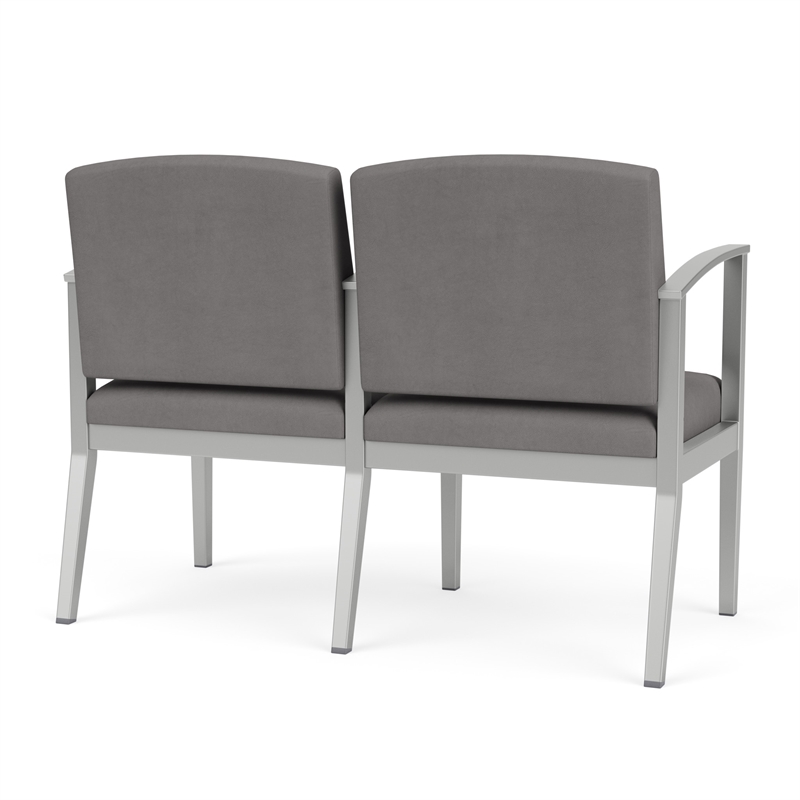 Amherst Steel Reception 2 Seat Tandem Seating / Silver Steel / Light Gray
