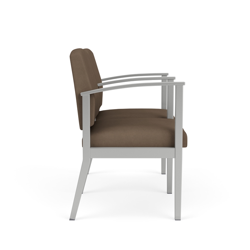 Amherst Steel Reception Waiting 2 Seat Tandem Seating / Silver Steel / Brown