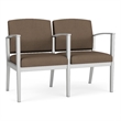 Amherst Steel Reception Waiting 2 Seat Tandem Seating / Silver Steel / Brown