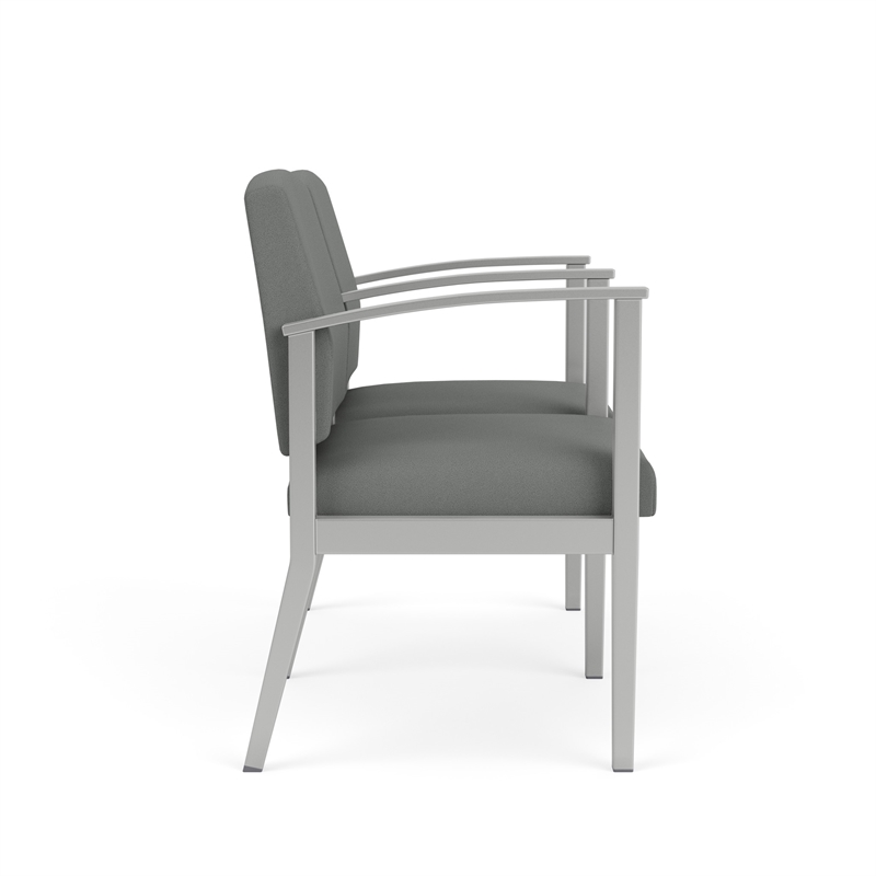 Amherst Steel Reception 2 Seat Tandem Seating / Silver Steel / Light Gray