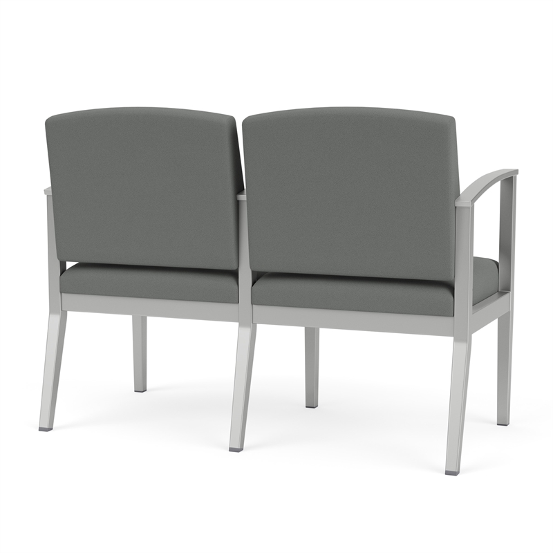 Amherst Steel Reception 2 Seat Tandem Seating / Silver Steel / Light Gray