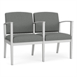 Amherst Steel Reception 2 Seat Tandem Seating / Silver Steel / Light Gray