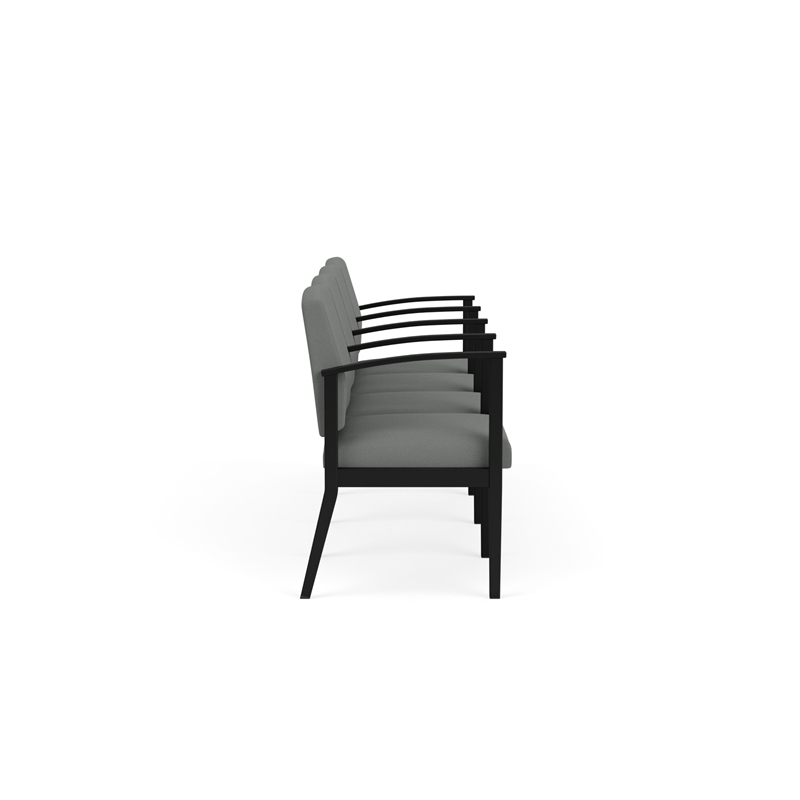 Amherst Steel Reception Waiting 4 Seat Tandem Seating / Black Steel / Light Gray