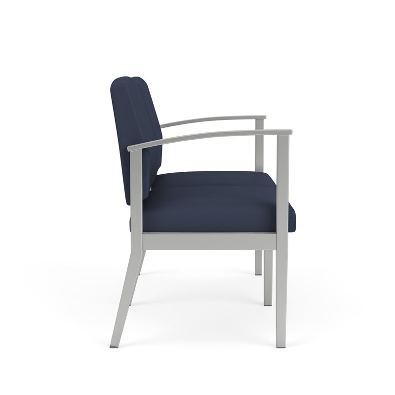 Amherst Steel Reception Waiting Room 2-Seat Chair / Silver Steel / Blue