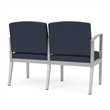 Amherst Steel Reception Waiting Room 2-Seat Chair / Silver Steel / Blue