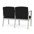 Amherst Steel Reception Waiting Room 2-Seat Chair / Silver Steel / Black