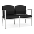 Amherst Steel Reception Waiting Room 2-Seat Chair / Silver Steel / Black