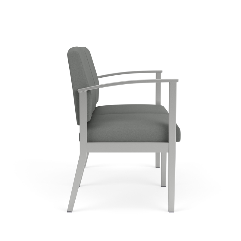 Amherst Steel Reception Waiting 2-Seat Chair / Silver Steel / Light Gray