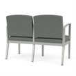 Amherst Steel Reception Waiting 2-Seat Chair / Silver Steel / Light Gray