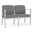 Amherst Steel Reception Waiting 2-Seat Chair / Silver Steel / Light Gray