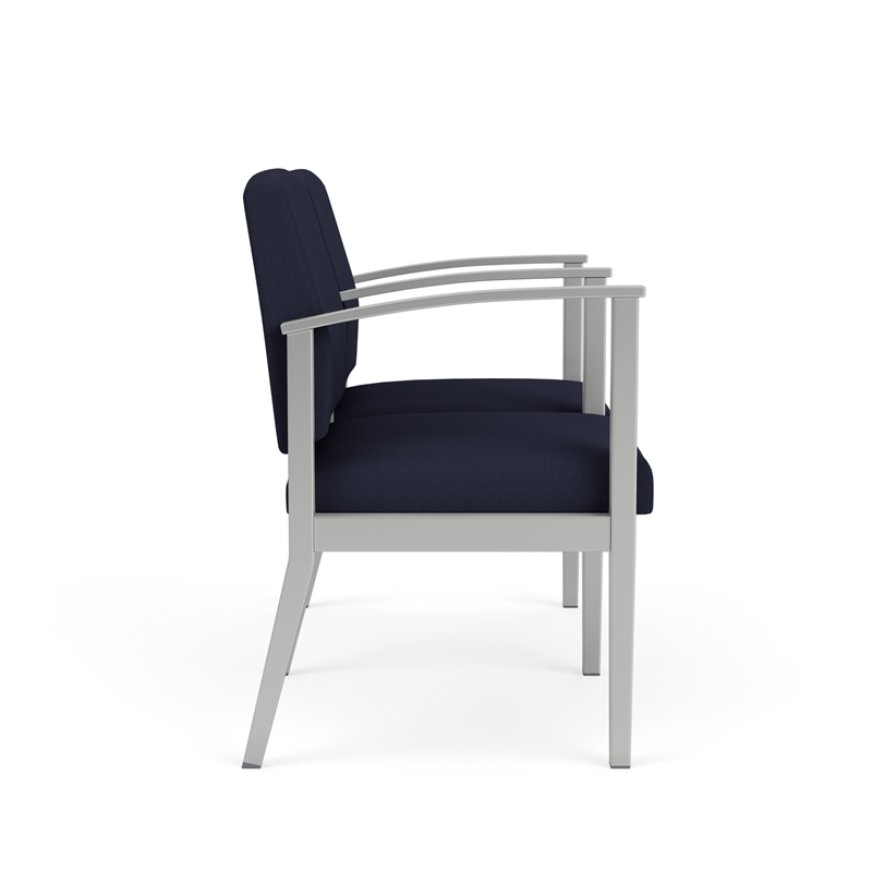 Amherst Steel Reception Waiting 2 Seat Tandem Seating / Silver Steel / Navy Blue