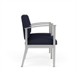 Amherst Steel Reception Waiting 2 Seat Tandem Seating / Silver Steel / Navy Blue